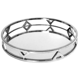 Διακοσμητικός Δίσκος Με Καθρέπτη MR19349 38x38cm Silver Espiel Ατσάλι,Γυαλί