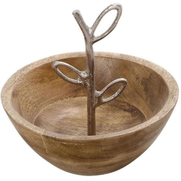 Διακοσμητικό Μπωλ FRI110 20x20x17cm Brown-Silver Espiel Μέταλλο,Ξύλο