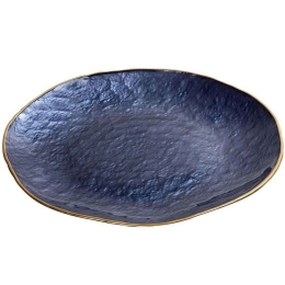 Διακοσμητική Πιατέλα Shine DAC1805 Φ33cm Blue-Gold Espiel Γυαλί