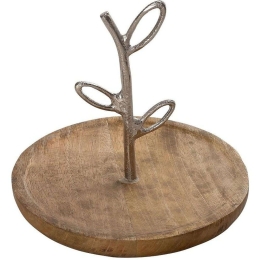 Διακοσμητική Πιατέλα FRI102K2 20x20x17cm Brown-Silver Espiel Μέταλλο,Ξύλο