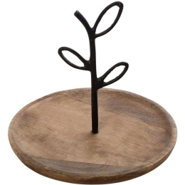 Διακοσμητική Πιατέλα FRI104K2 20x20x17cm Brown-Black Espiel Μέταλλο,Ξύλο