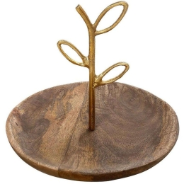 Διακοσμητική Πιατέλα FRI106K2 20x20x17cm Brown-Gold Espiel Μέταλλο,Ξύλο