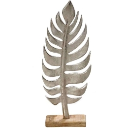 Διακοσμητικό Φύλλο FRI125K2 15x5x32cm Brown-Silver Espiel Μέταλλο,Ξύλο