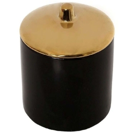 Διακοσμητικό Δοχείο Με Καπάκι ROD206K4 10x10x10,5cm Black-Gold Espiel Κεραμικό
