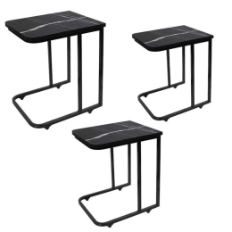 Τραπεζάκια Ζιγκόν (Σετ 3Τμχ) SOY115 45/43/42cm Black Espiel