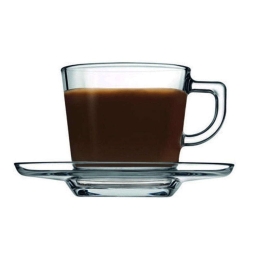 Φλυτζάνι Cappuccino Με Πιατάκι Carre SP95307G6 215ml Clear Espiel Γυαλί