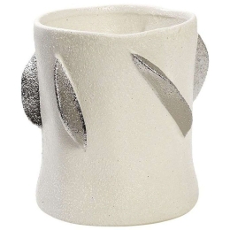 Βάζο Κεραμικό Φύλλα NIX103 19x19x18,2cm White-Silver Espiel Κεραμικό