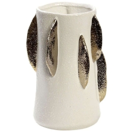 Βάζο Κεραμικό Φύλλα NIX114 17x15,7x22,5cm White-Gold Espiel Κεραμικό