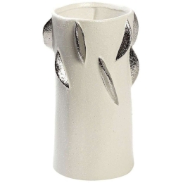 Βάζο Κεραμικό Φύλλα NIX105 16,8x16,8x28cm White-Silver Espiel Κεραμικό