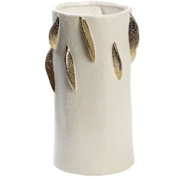 Βάζο Κεραμικό Φύλλα NIX112 16,8x16,8x28cm White-Gold Espiel Κεραμικό