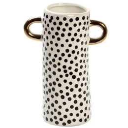Βάζο Κεραμικό Πουά NIX124 14,3x7,7x19,5cm Black-White Espiel Κεραμικό