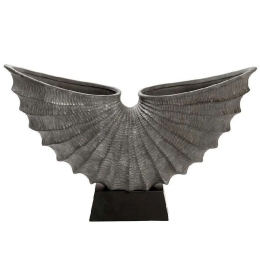 Διακοσμητικό Επιτραπέζιο Lucky Horn TAS108 42,5x11x25,5cm Grey-Black Espiel Κεραμικό,Ξύλο