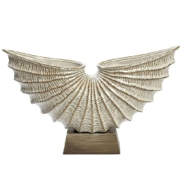 Διακοσμητικό Επιτραπέζιο Lucky Horn TAS107 42,5x11x25,5cm White-Brown Espiel Κεραμικό,Ξύλο