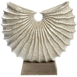 Διακοσμητικό Επιτραπέζιο Lucky Horn TAS101 39x14,5x36cm White-Brown Espiel Κεραμικό,Ξύλο