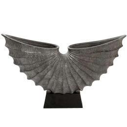 Διακοσμητικό Επιτραπέζιο Lucky Horn TAS106 53x13,5x29,5cm Grey-Black Espiel Κεραμικό,Ξύλο