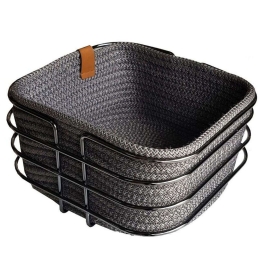 Καλάθι Ψωμιού ROB101 21x21x21cm Grey Espiel Μέταλλο,Ύφασμα