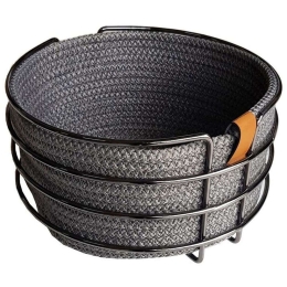 Καλάθι Ψωμιού ROB102 Φ21x10cm Grey Espiel Μέταλλο,Ύφασμα