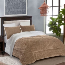 Isadore Lorraine Κουβερτοπάπλωμα με γέμιση 450 gsm Super Soft Υπέρδιπλο 220×240 Flannel-Sherpa Καφέ