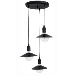 Φωτιστικό Οροφής KA-01PENDEL HAT 3L BLACK Μέταλλο,Ξύλο
