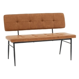 Καναπές 2θέσιος Rosen pakoworld μέταλλο μαύρo-PU μπεζ 122x55.5x84.5εκ