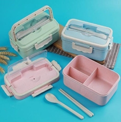 Φαγητοδοχείο με Θήκες, Κουτάλι &amp; Chopsticks, Διάφορα Χρώματα, 20 x 13 cm