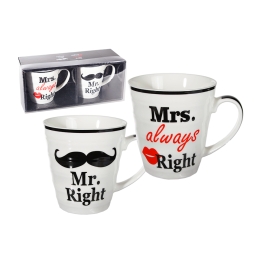 Σετ με 2 Κούπες, Mr Right, Mrs Always Right
