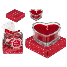 Candle in glass, heart shaped