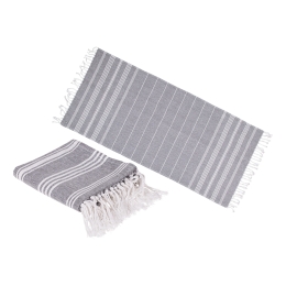 Λευκή γκρι πετσέτα Fouta  80 x 170 cm, 80% βαμβάκι  20% πολυεστέρας