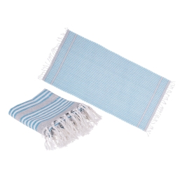 Λευκή μπλε πετσέτα Fouta 80 x 170 cm, 80% βαμβάκι  20% πολυεστέρας