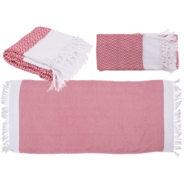 Κόκκινη λευκή premium πετσέτα Fouta  80 x 170 cm, 80% βαμβάκι  20% πολυεστέρας