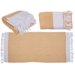 Κίτρινη λευκή premium πετσέτα Fouta  80 x 170 cm, 80% βαμβάκι &amp; 20% πολυεστέρας