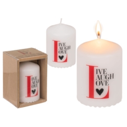 Pillar candle, Live, Laugh, Love