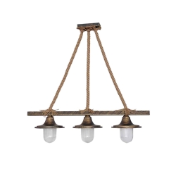 Φωτιστικό Οροφής Lp-730Raga Up 3/L Rope Bronze 31-0650 Ξύλο,Ακρυλικό
