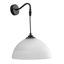 Φωτιστικό Τοίχου S-1020AP 02-0228 Black-White Φ22 Heronia Γυαλί