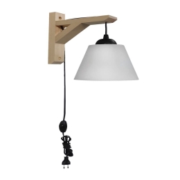 Φωτιστικό Τοίχου Fun-01AP FIS 31-1095 Black-White Heronia Ξύλο,Γυαλί