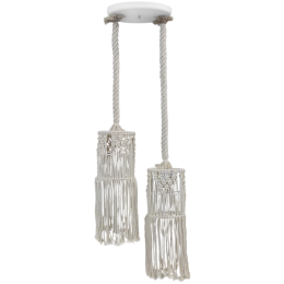 Φωτιστικό Οροφής Mac-01Pendel 2/L Macrame 31-1061 White Heronia Σχοινί, Πλαστικό