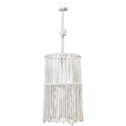 Φωτιστικό Οροφής Mac-03 Φ30 1/L Macrame 31-1066 White Heronia Σχοινί,Μέταλλο