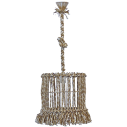 Φωτιστικό Οροφής Μix-30 1/L Rope Φ30 31-1114 White-Brown Heronia Σχοινί,Μέταλλο