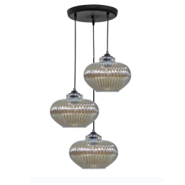 Φωτιστικό Οροφής Rigato 02-0341 Ανισόπεδο 3/Ε27 Φ36x82cm Fume Heronia