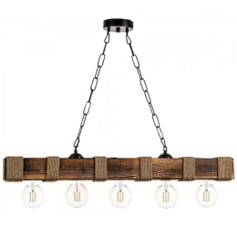 Φωτιστικό Οροφής - Ράγα Ut-8X8 Wood-Chain 31-1345 Χωνευτά Ντουί 5/Ε27 90x9x60cm Brown-Black Heronia