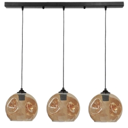Φωτιστικό Οροφής - Ράγα Pop 02-0397 3/Ε27 Φ20x80x100cm Black-Honey Heronia Μέταλλο,Γυαλί