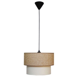 Φωτιστικό Οροφής 14-0280 1/Ε27 Φ30/25x95cm Αμπαζούρ Brown-Cream Heronia Μέταλλο,Ύφασμα