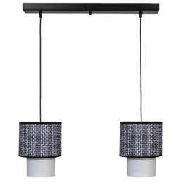 Φωτιστικό Οροφής - Ράγα 14-0273 2/Ε27 55x100cm Αμπαζούρ Φ16,5/10cm Black-White Heronia Μέταλλο,Ύφασμα