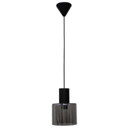 Φωτιστικό Οροφής Mirror-A 02-0416 1/Ε27 Φ14x90cm Fume-Black Heronia Μέταλλο,Γυαλί