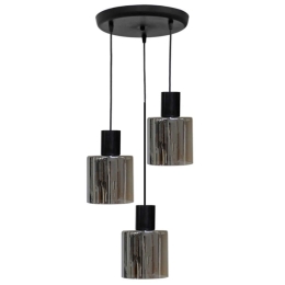 Φωτιστικό Οροφής Mirror-C 02-0419 3/Ε27 Φ35/14x85cm Fume-Black Heronia Μέταλλο,Γυαλί