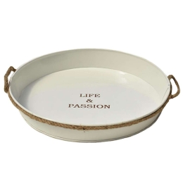 Δίσκος Μεταλλικός Life & Passion 00.03.3934 Φ34Χ5cm Ecru Μέταλλο