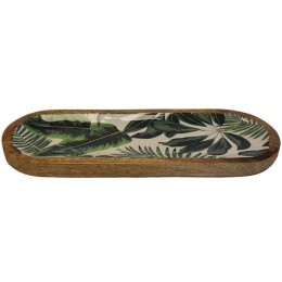 Πιατέλα Σερβιρίσματος Οβάλ Mango-Enamel 00.07.7451A 38Χ13Χ2cm Jungle Green Ξύλο,Εμαγιέ