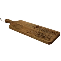Πλατώ Σερβιρίσματος Curved Με Λαβή 00.07.7427 60/48Χ18Χ2cm Mango Natural Ξύλο