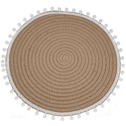 Σουπλά Πον Πον 00.06.6977A Φ38cm Beige-White Ψάθα