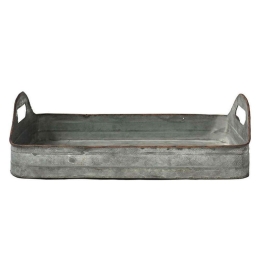 Δίσκος Διακοσμητικός Vintage Zinc 00.07.7108B 49x29x7cm Μεταλλικός Grey-Bronze Μέταλλο
